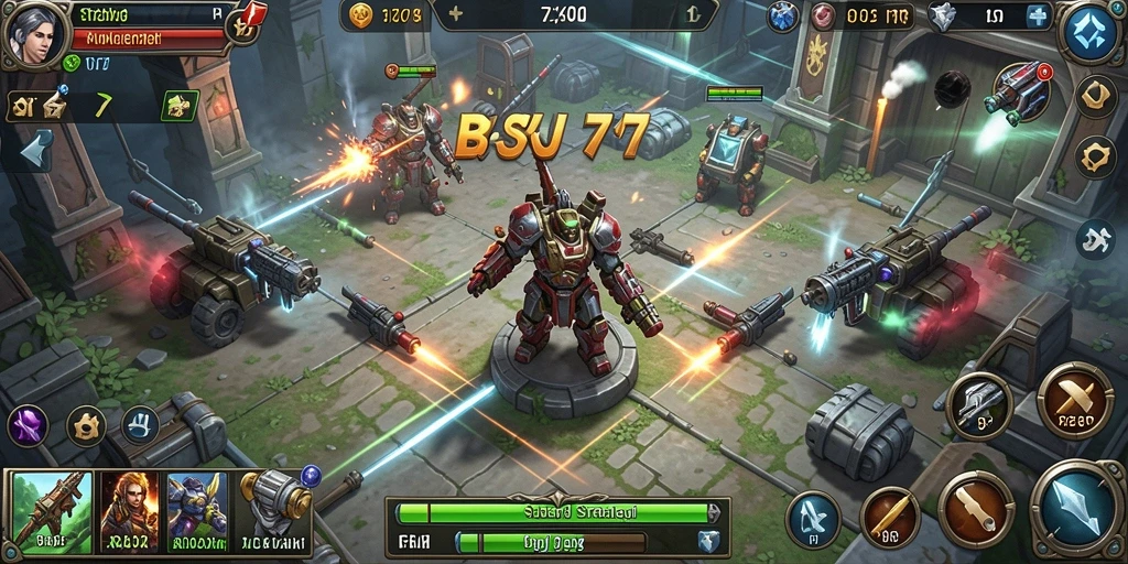 Screenshot gameplay BOSKU777 yang menunjukkan pertempuran taktis yang mendebarkan.