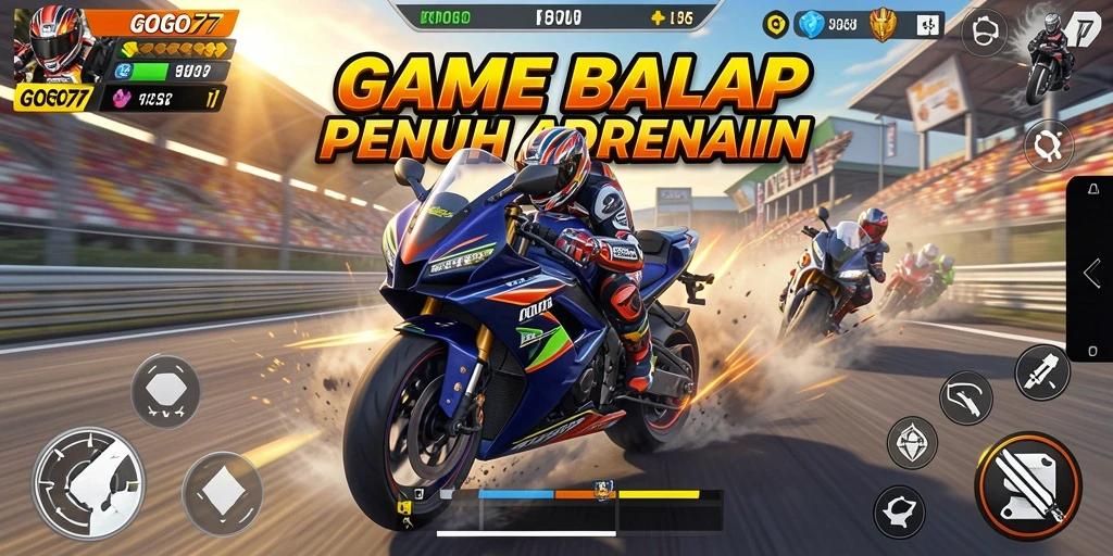 Screenshot GOGO77 menunjukkan aksi balap motor yang mendebarkan.