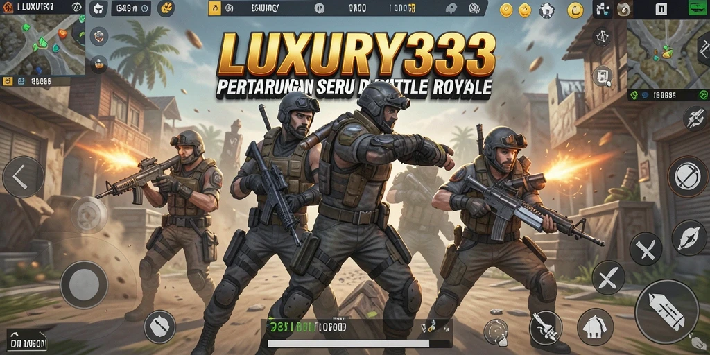 Tangkapan layar LUXURY333 menampilkan aksi seru di tengah pertempuran Battle Royale.