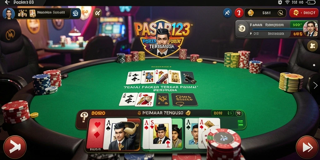 Tampilan gameplay seru dalam aplikasi PASAR123 Poker.