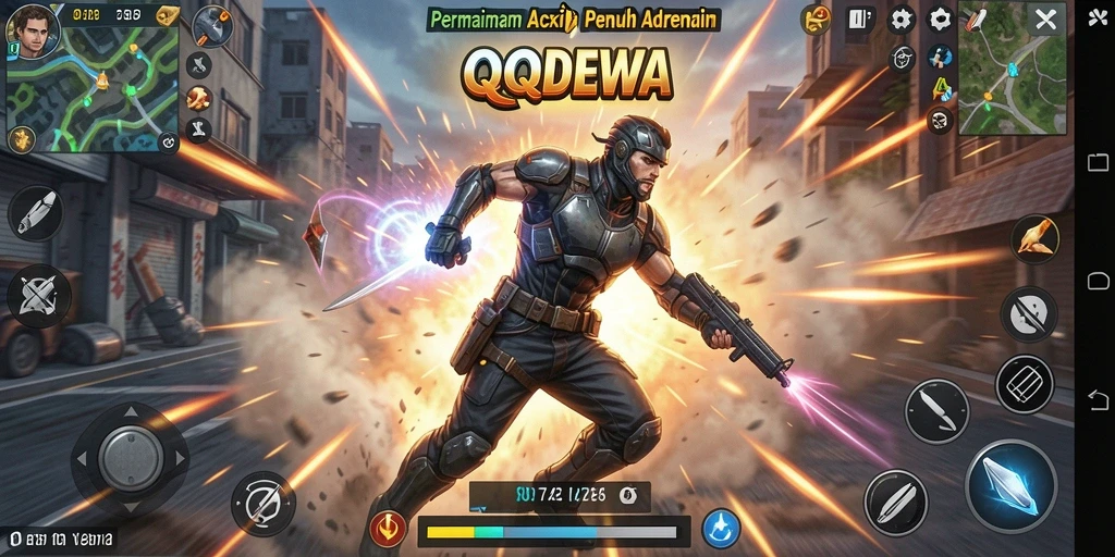 Screenshot gameplay QQDEWA menampilkan aksi pertempuran yang mendebarkan.