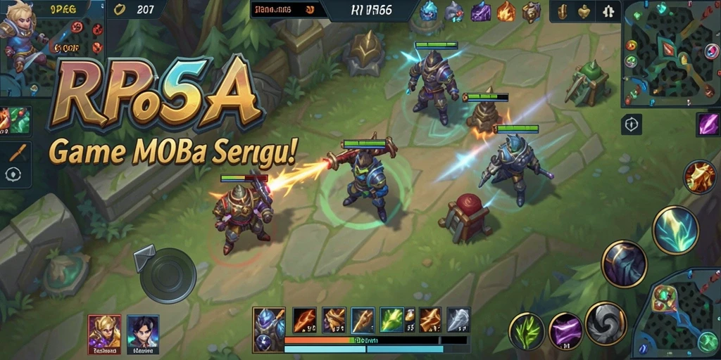 Gameplay MOBA yang menarik dengan strategi dan aksi seru.