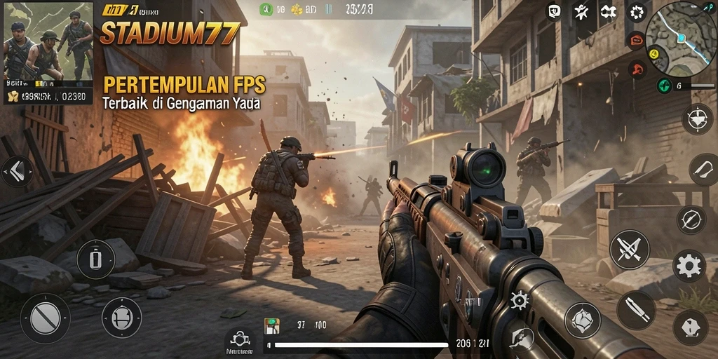 Tampilan aksi mendebarkan dalam gameplay STADIUM77.