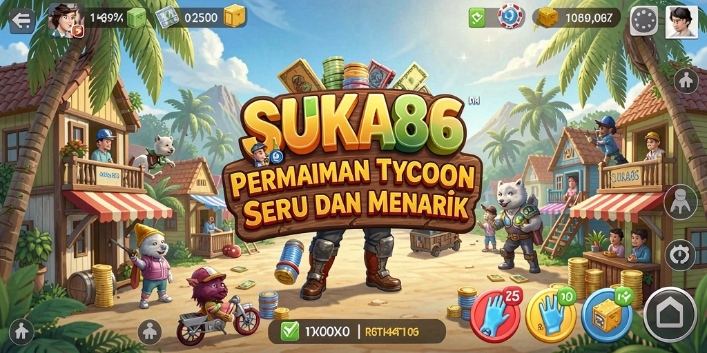 Tampilan gameplay menarik dari SUKA86 yang menampilkan manajemen bisnis.